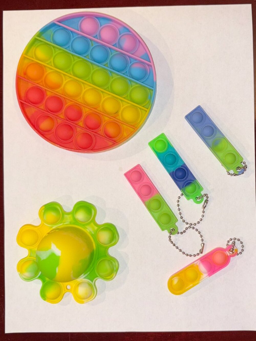Assorted colorful pop-it fidgets